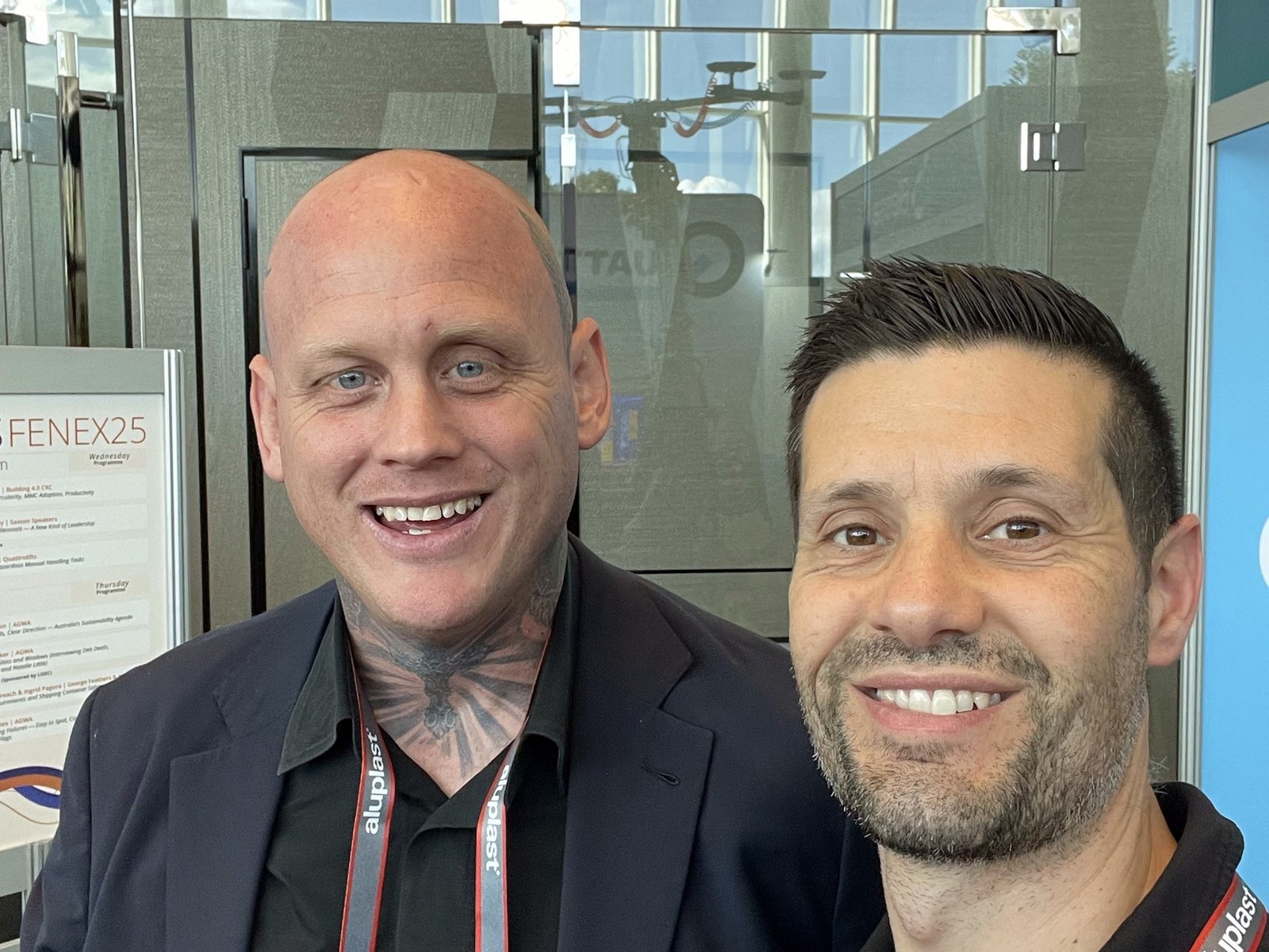 Alumach Sales Manager Davide Giaccotto with Chris Van Dijk of CVD Commercial Glass